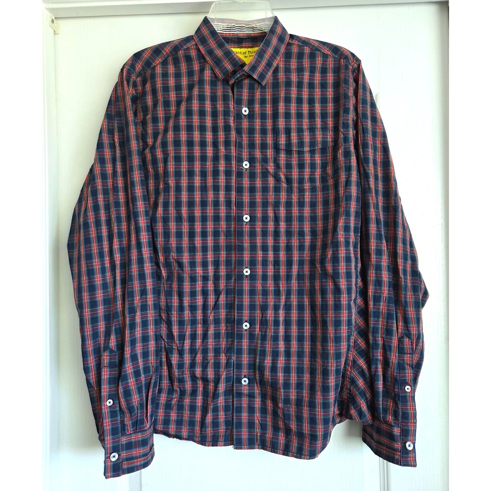 Descendant of Thieves Plaid Button Down Shirt Sz L Navy Red Season 11/ 362
